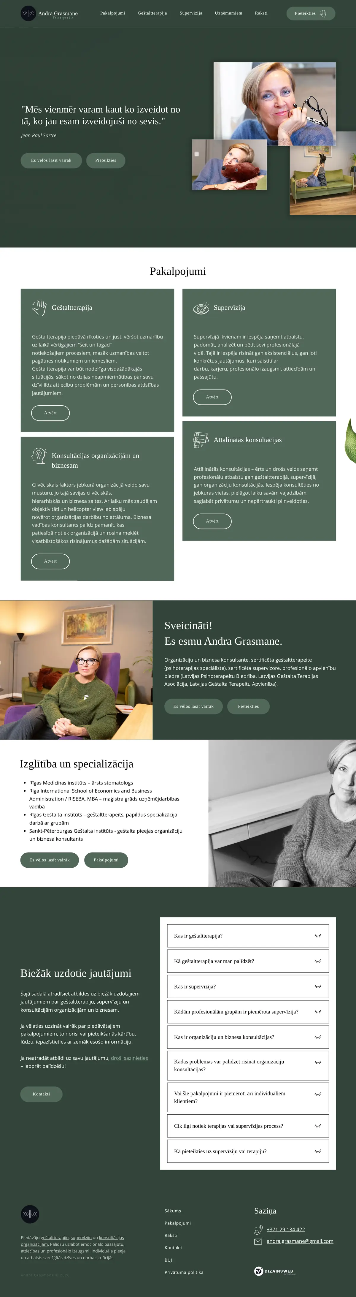 andragrasmane.lv: Sākumlapa (ekrānuzņēmums no dzīvās lapas)