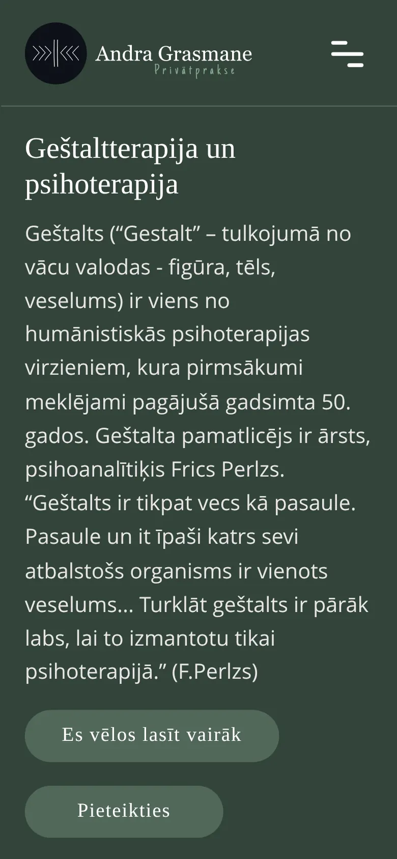 andragrasmane.lv на мобильном: Гештальт-терапия