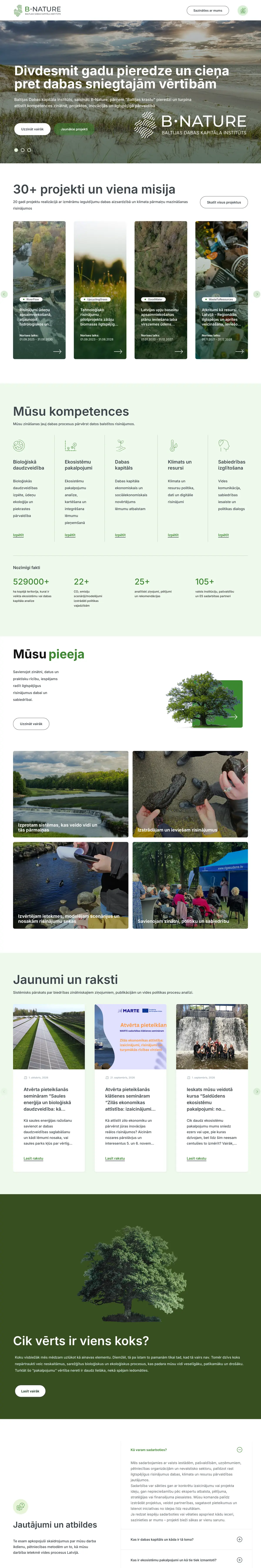 bnature.lv: Sākumlapa (ekrānuzņēmums no dzīvās lapas)