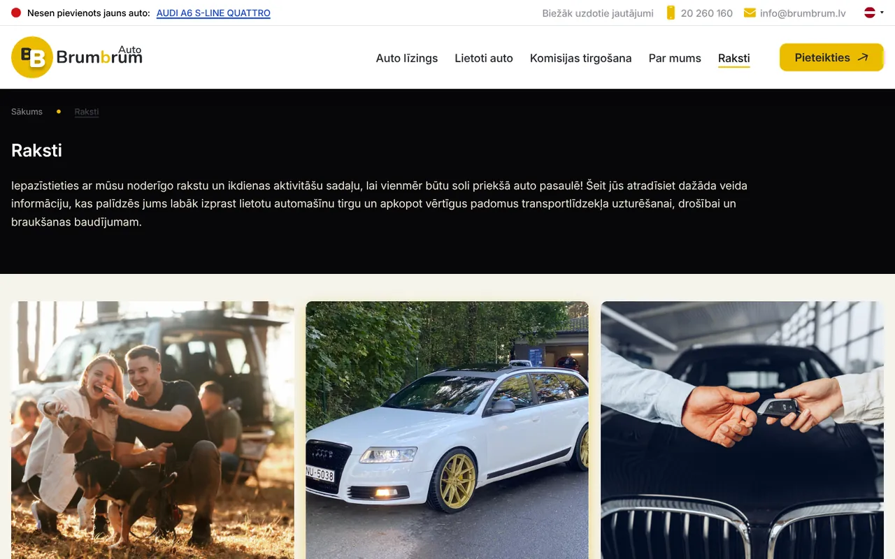 brumbrum.lv: Raksti (ekrānuzņēmums no dzīvās lapas)