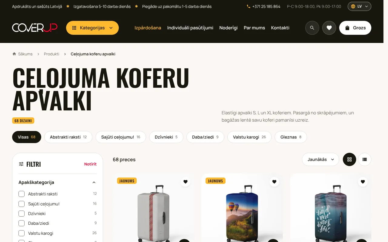 coverup.lv: Koferu apvalki