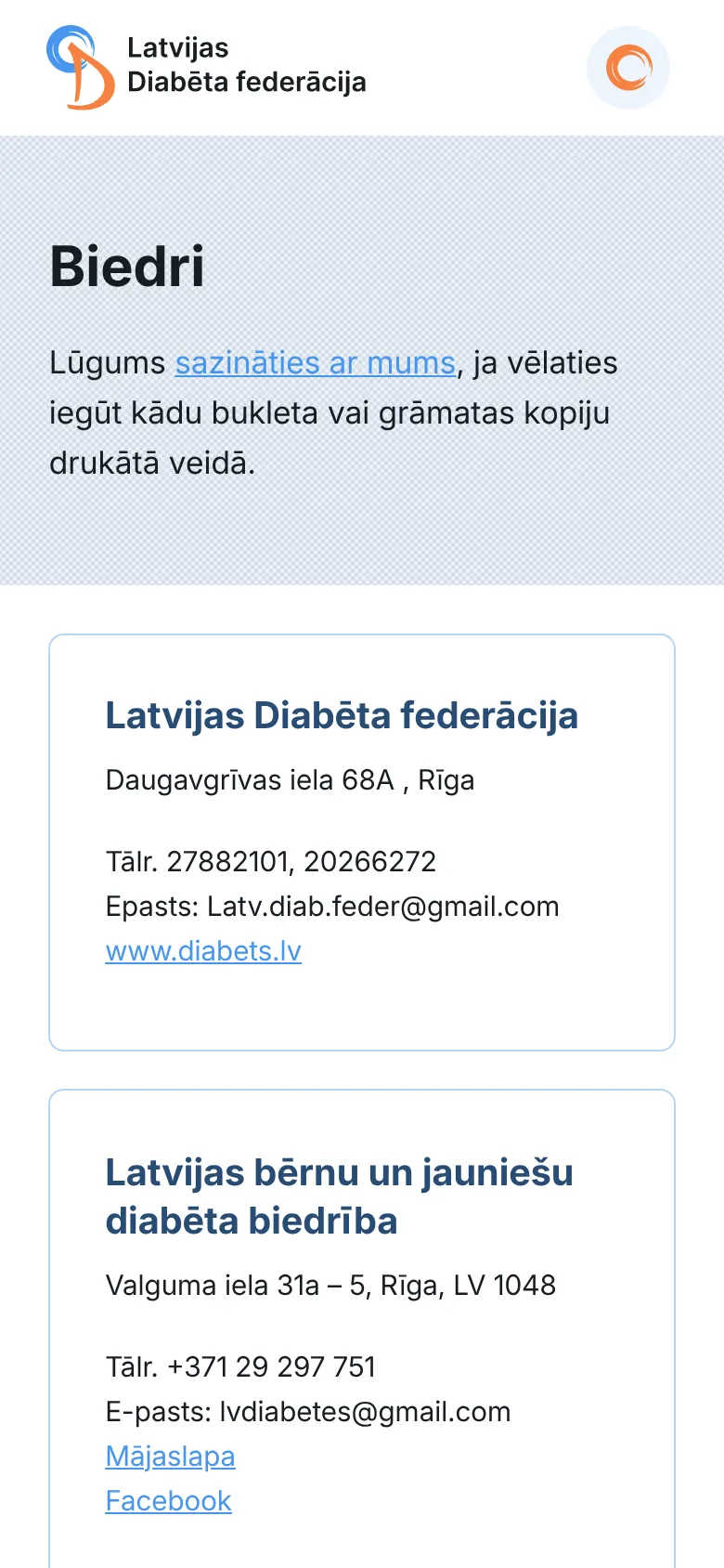 diabets.lv on mobile: Members