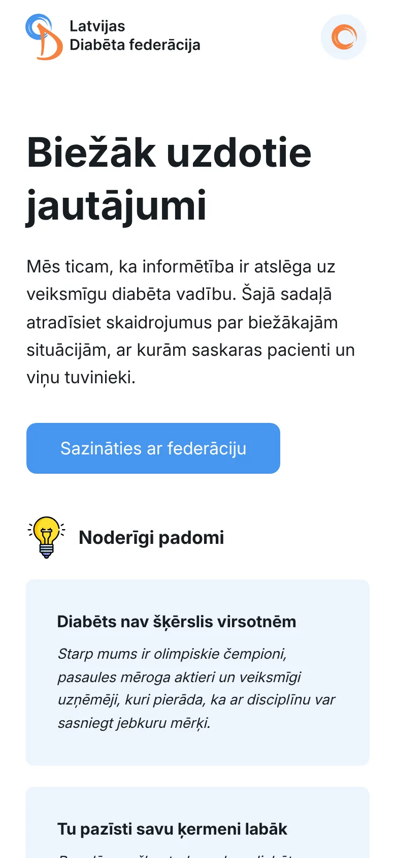 diabets.lv on mobile: FAQ