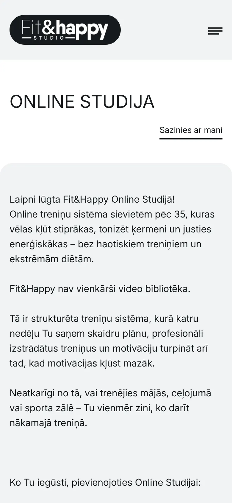 fitandhappy.lv on mobile: Online studio