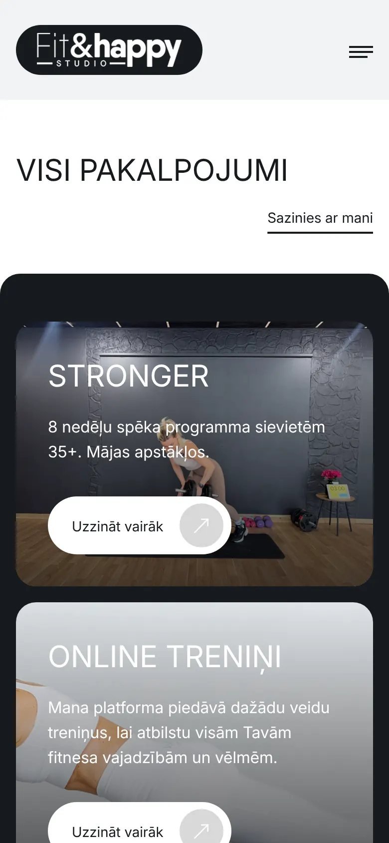 fitandhappy.lv on mobile: All services