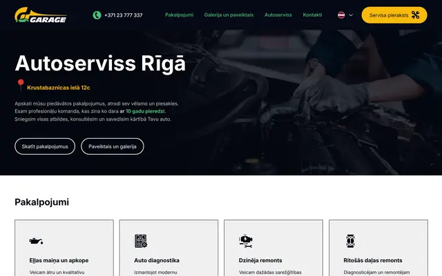 gtgarage.lv website