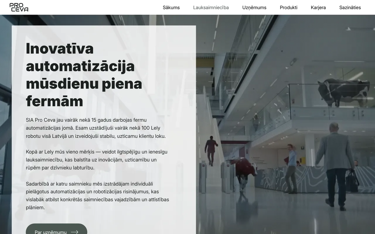 proceva.lv: Lauksaimniecība (ekrānuzņēmums no dzīvās lapas)