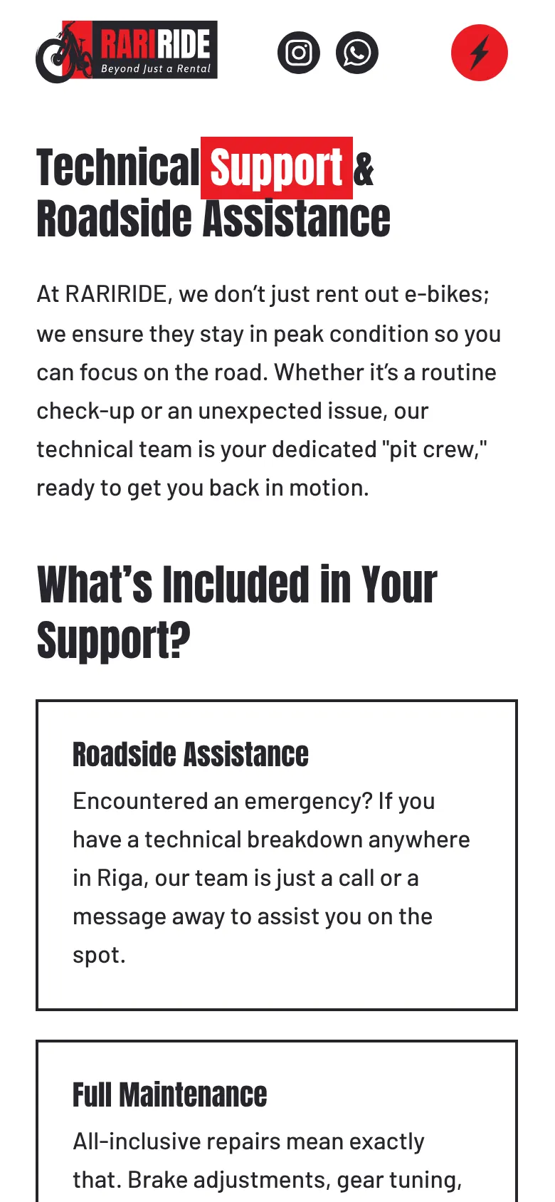 rariride.lv on mobile: Roadside assistance