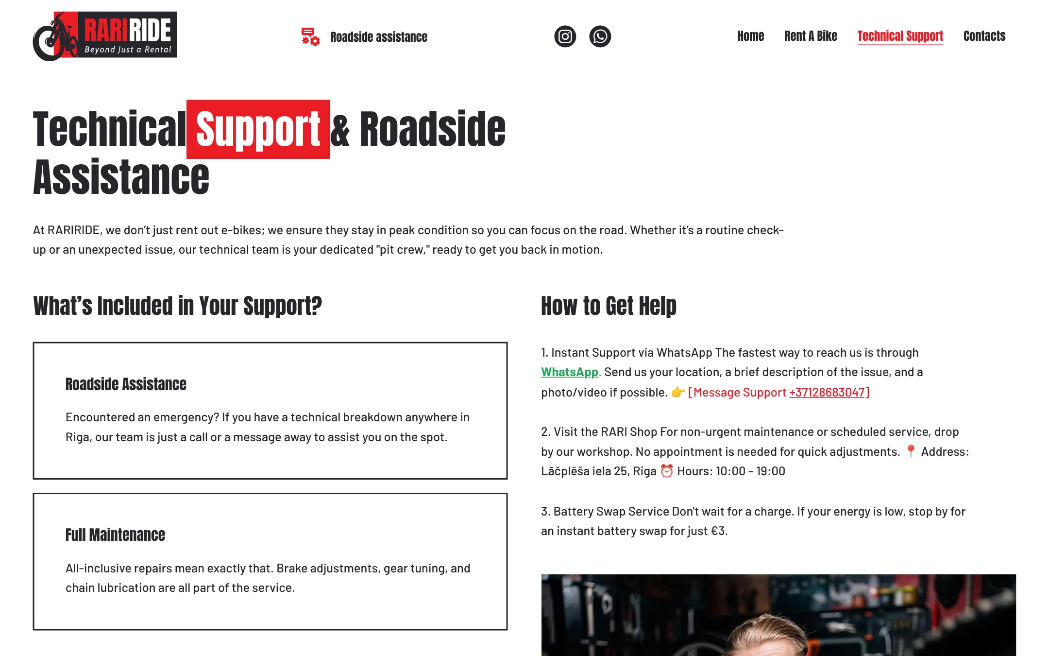 rariride.lv: Roadside assistance
