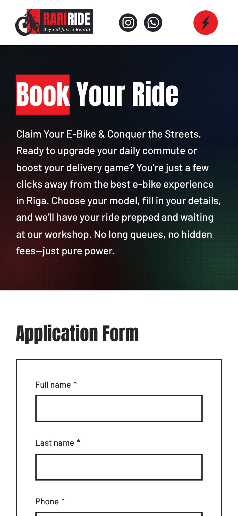 rariride.lv on mobile: Contacts