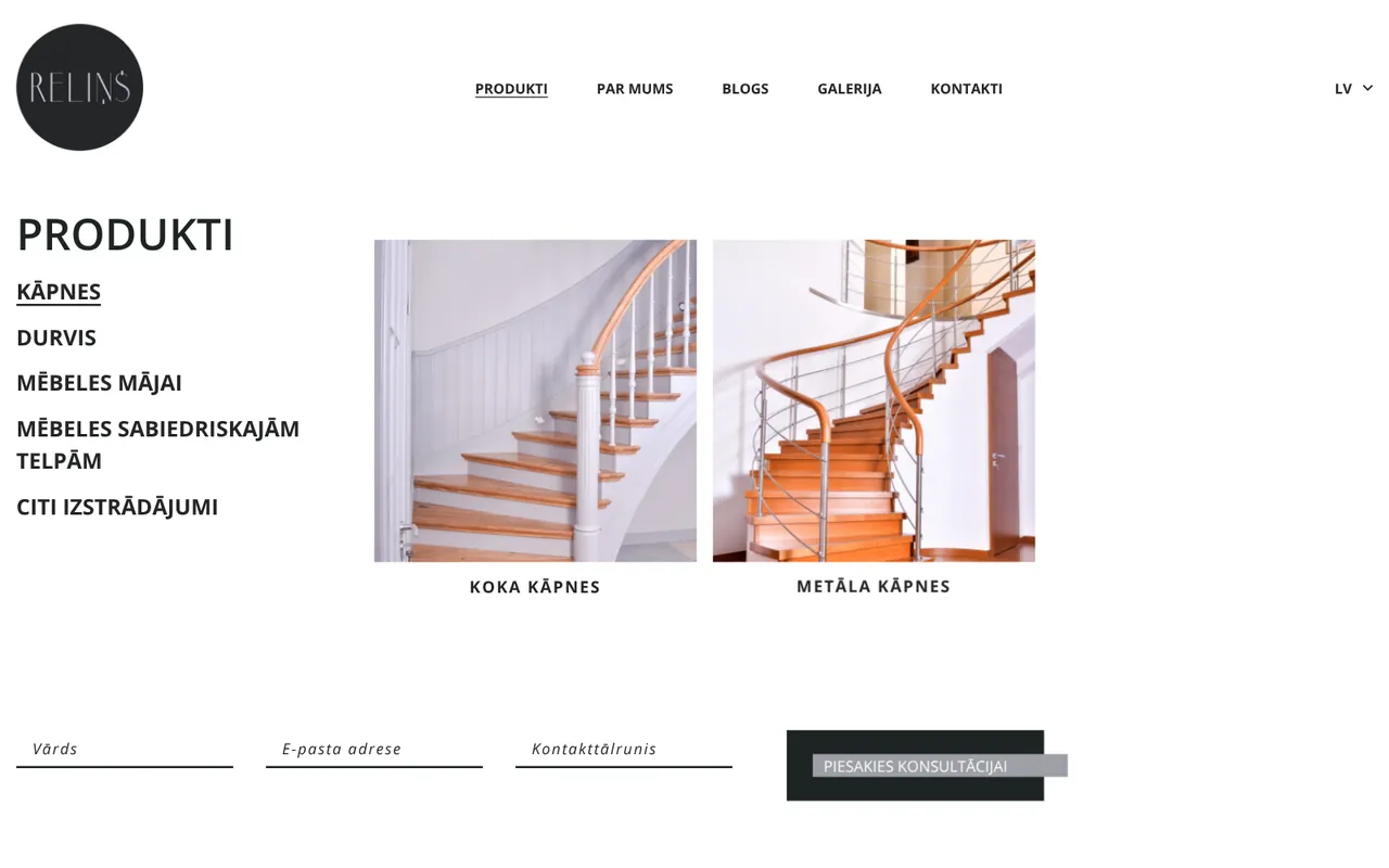 relins.lv: Products (screenshot of the live site)