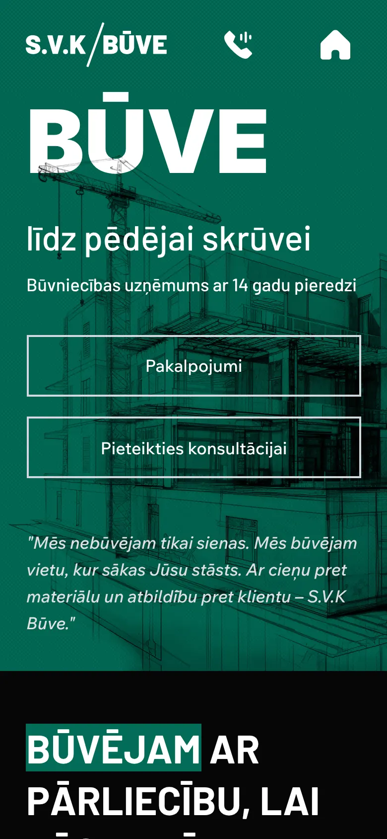 svkbuve.lv на мобильном: Главная