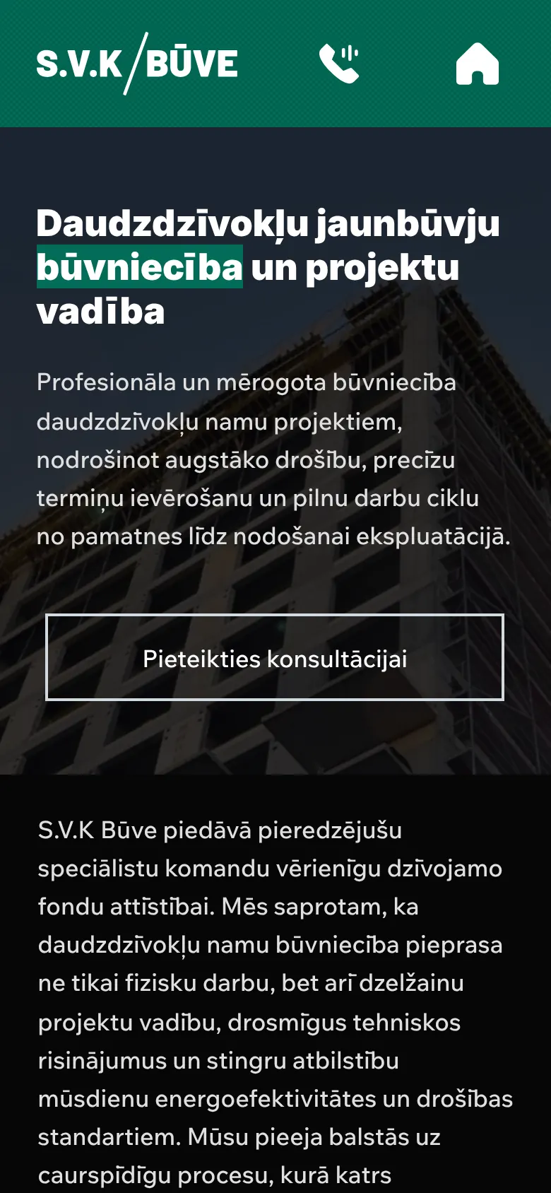 svkbuve.lv на мобильном: Новые многоквартирные дома