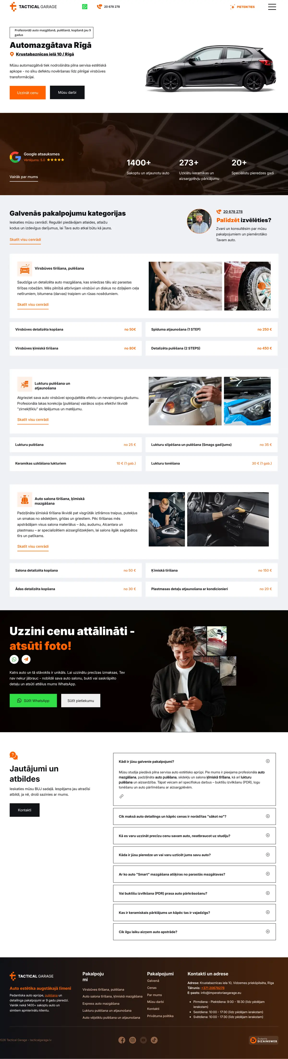 tacticalgarage.lv: Sākumlapa (ekrānuzņēmums no dzīvās lapas)