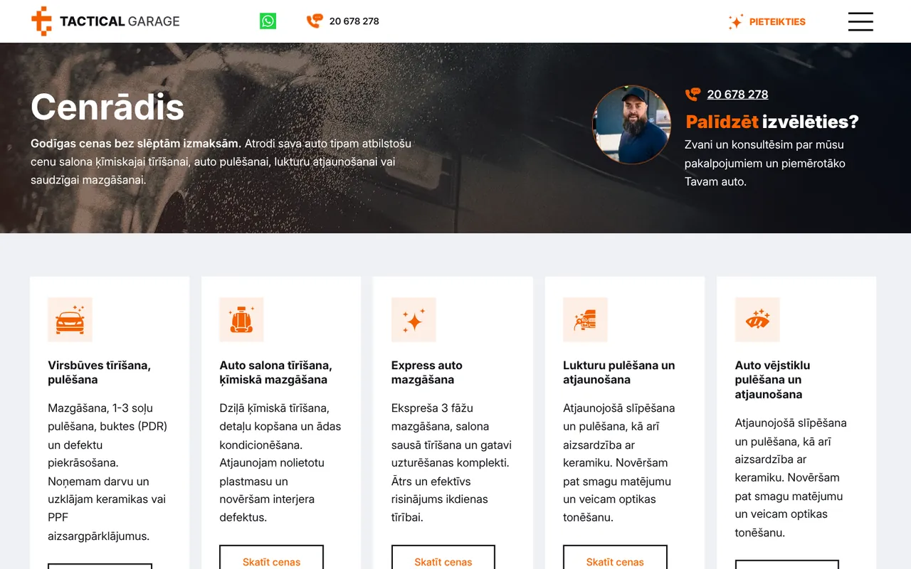 tacticalgarage.lv: Cenas (ekrānuzņēmums no dzīvās lapas)