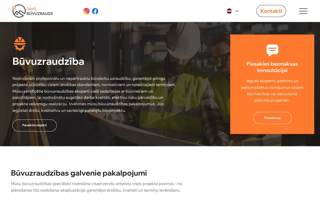 tavsbuvuzraugs.lv: Строительный надзор (скриншот живого сайта)