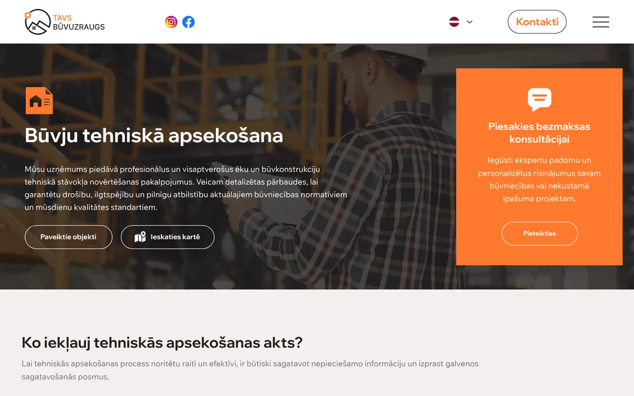 tavsbuvuzraugs.lv: Техническое обследование зданий (скриншот живого сайта)