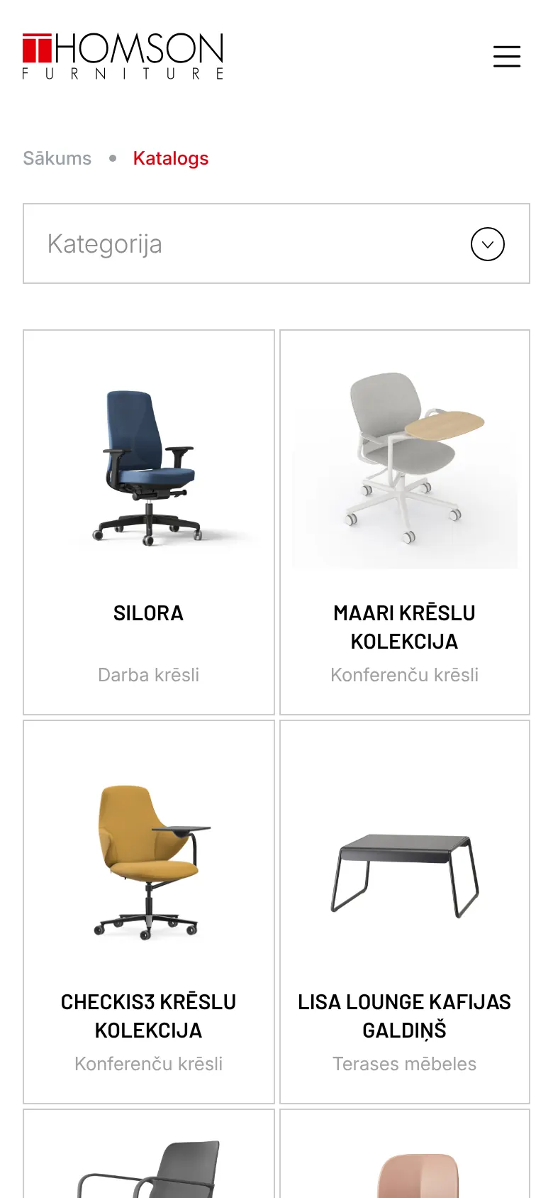 thomsonfurniture.lv на мобильном: Каталог товаров
