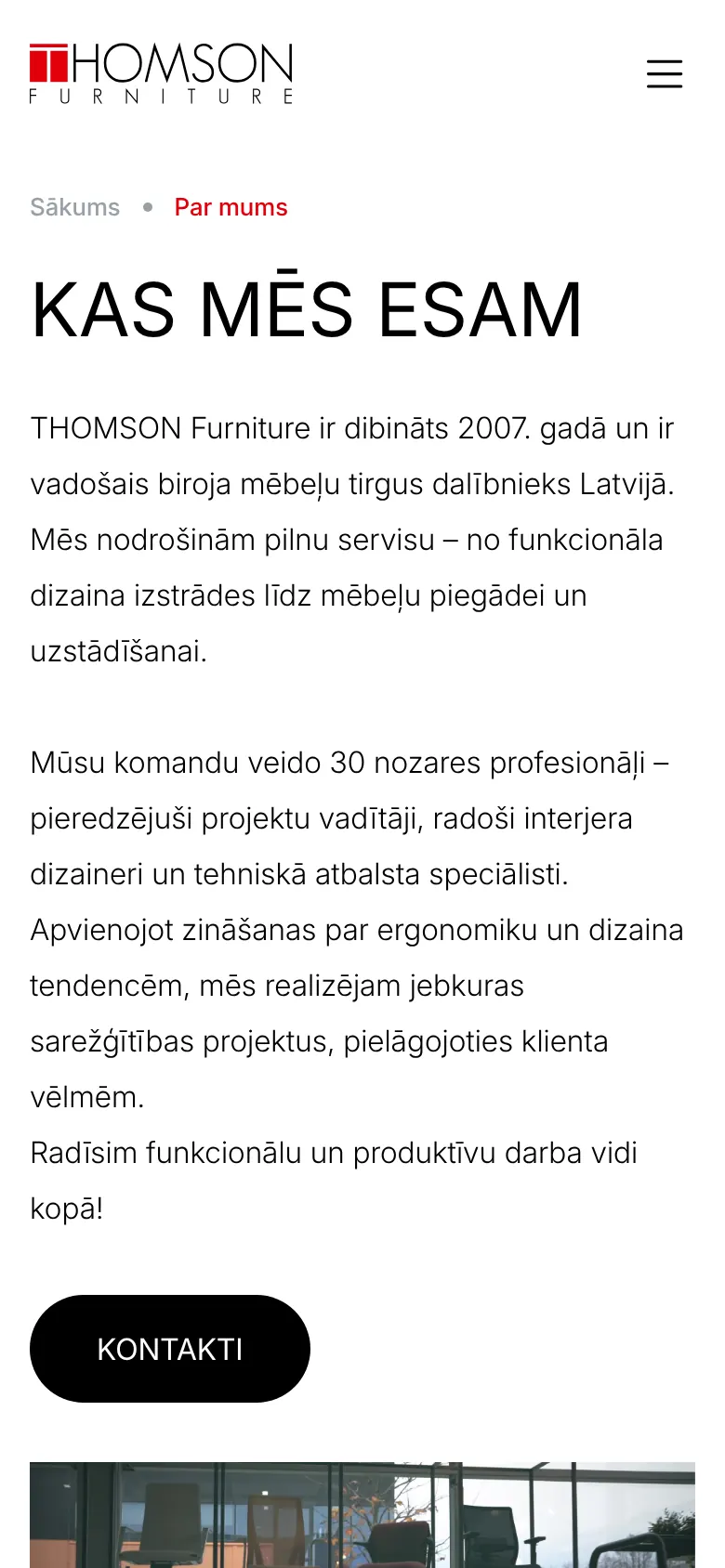 thomsonfurniture.lv на мобильном: О нас