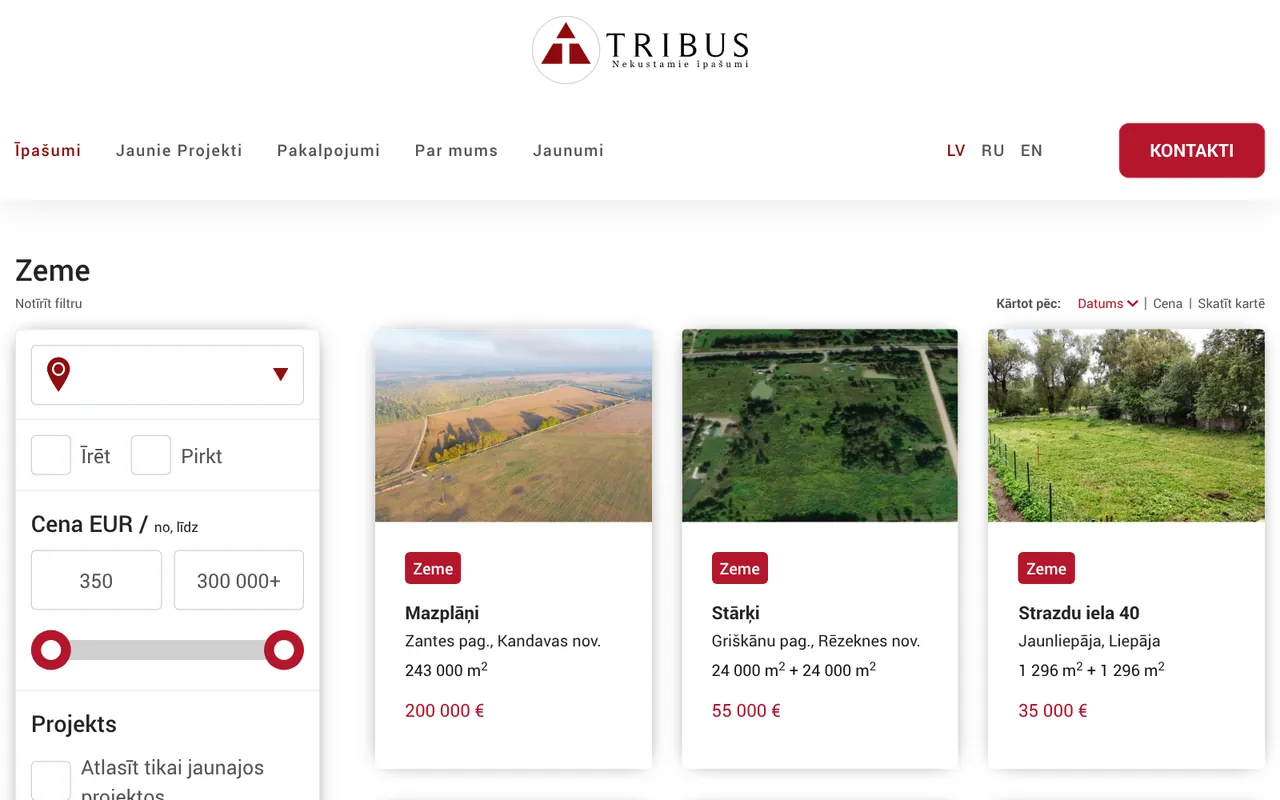 tribus.lv: Zeme (ekrānuzņēmums no dzīvās lapas)