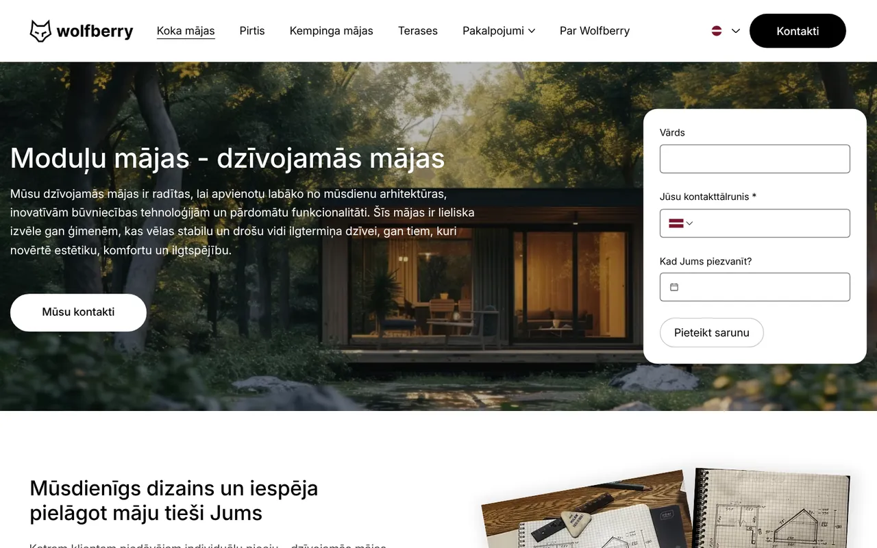 wolfberry.lv: Koka mājas (ekrānuzņēmums no dzīvās lapas)