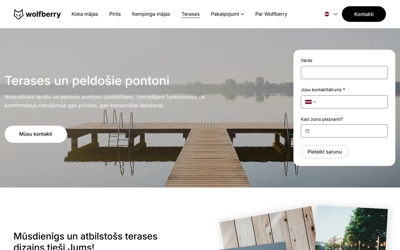 wolfberry.lv: Terases un pontoni (ekrānuzņēmums no dzīvās lapas)