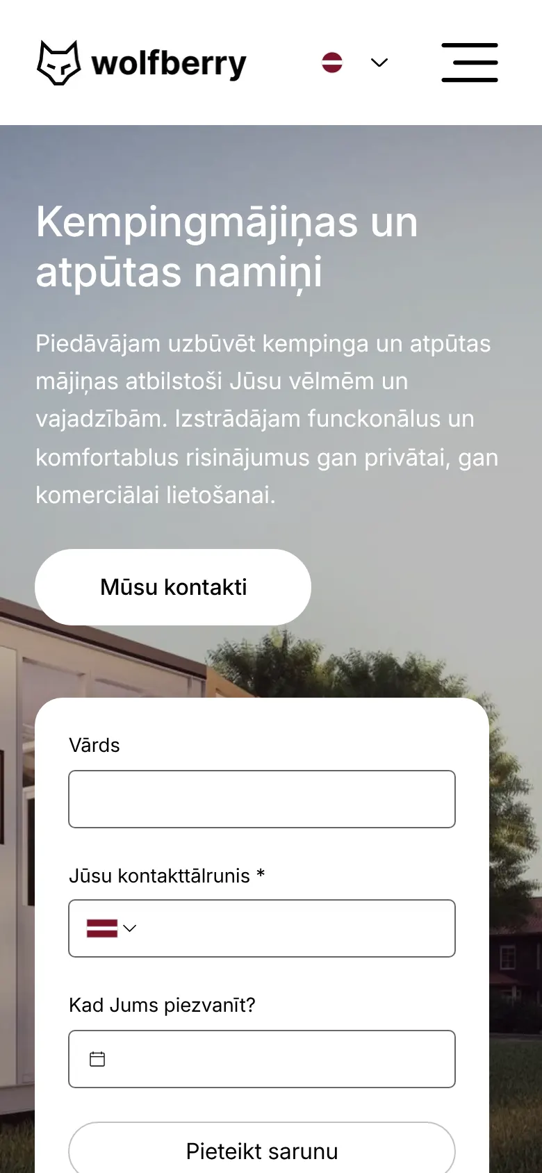 wolfberry.lv на мобильном: Кемпинговые домики