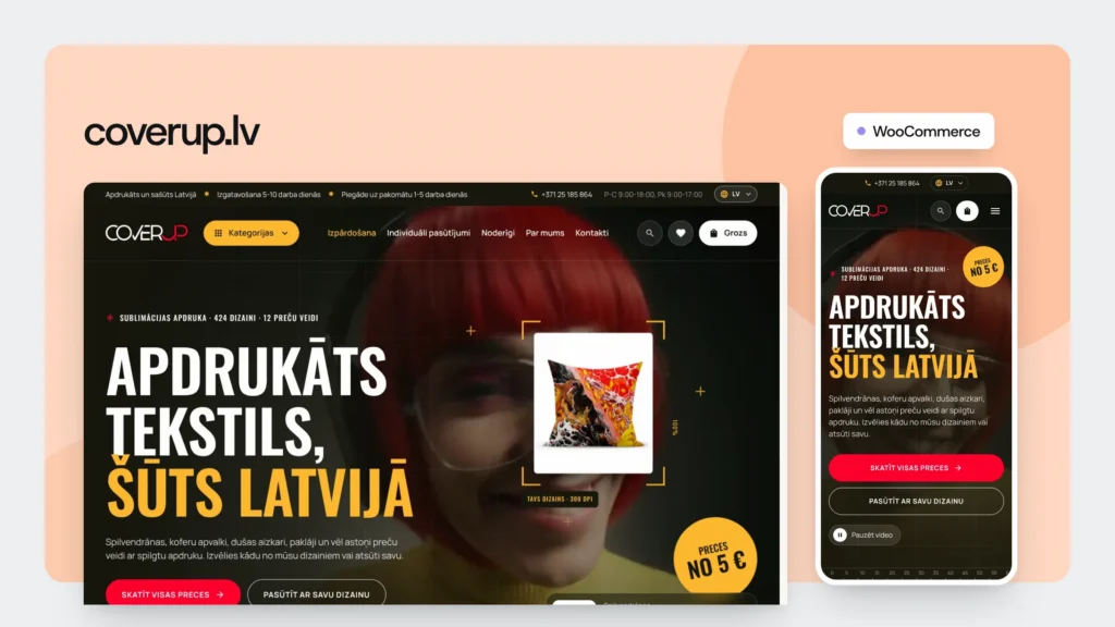 Interneta veikala izstrāde tekstila zīmolam CoverUp