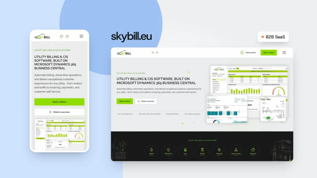 Mājaslapas izstrāde programmatūras uzņēmumam SkyBill