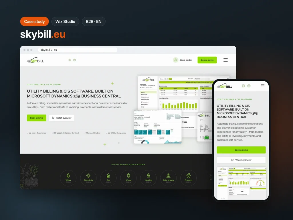 SkyBill mājaslapa skybill.eu datorā un telefonā